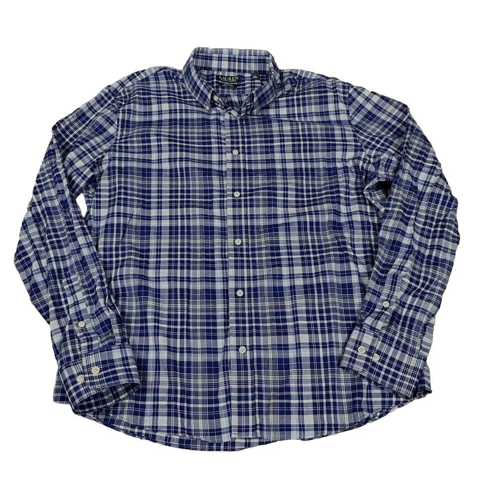 Lauren Ralph Lauren Plaid Shirt Mens XL Button Down Regular Fit Stretch Fabric